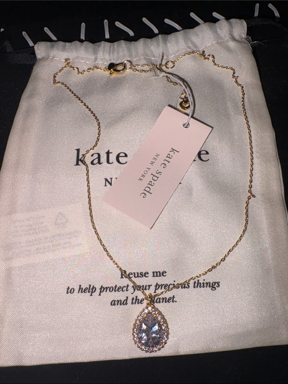 Kate Spade brilliant statement pave halo necklace in Gold nwt - Picture 5 of 5